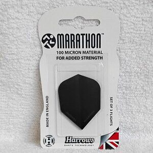 Sealed Set of 3 Harrows Solid Black Marathon 100 Micron Dart Flights BNIP!!
